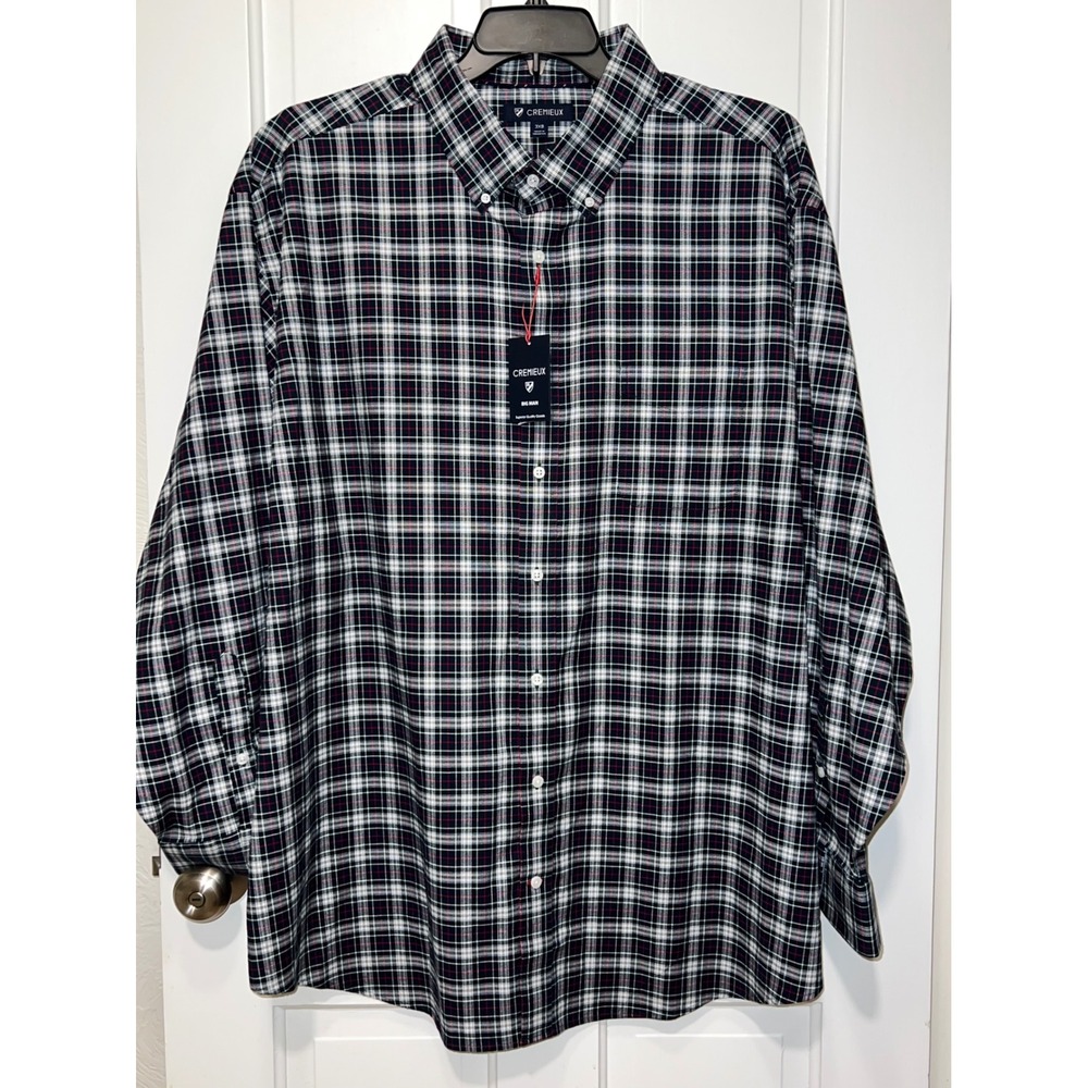 Cremieux Big Man Plaid Button Down Shirt Navy Blue White Red 3XB NWT